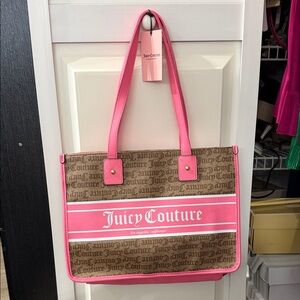 Juicy Couture Brown and Pink Logo Tote